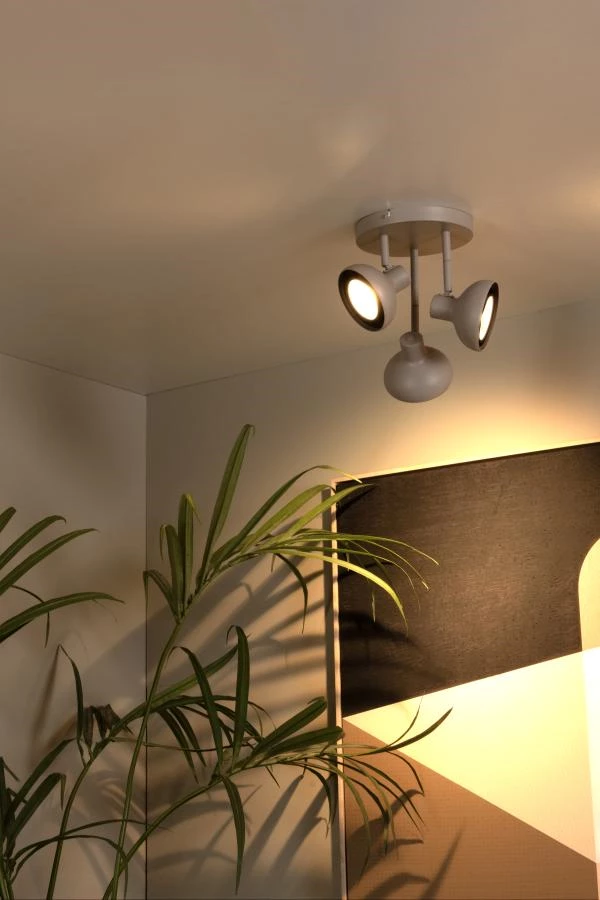 Lucide SENSAS - Ceiling spotlight - Ø 25,8 cm - 3xGU10 (ES111) - Cream - atmosphere 1